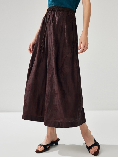 Women's Floral Print Elastic Waistband Wide Leg Pants
