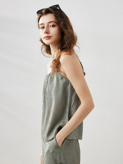 Women's Crinkled Pleated Camisole Top