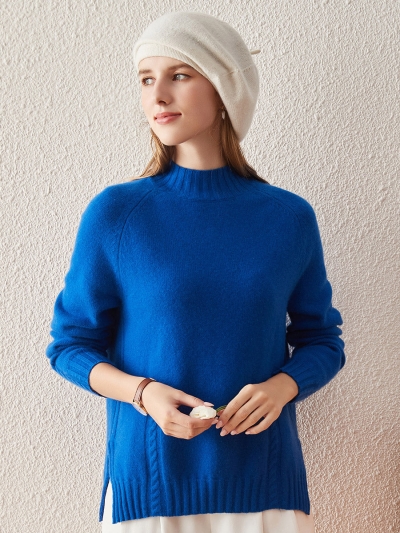 100% Cashmere Women's Mock Neck Knit Sweater