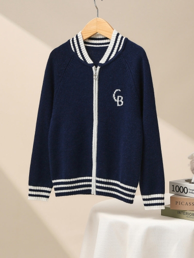 100% Wool Kid's Cable Knit Zip Up Coat