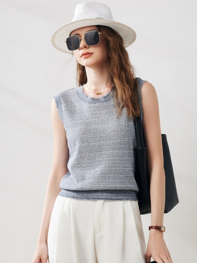 Women's Frayed Edge Textured Tank Top